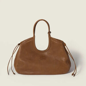 Miu Miu Ivy Nappa Leather Tote Bag Brown